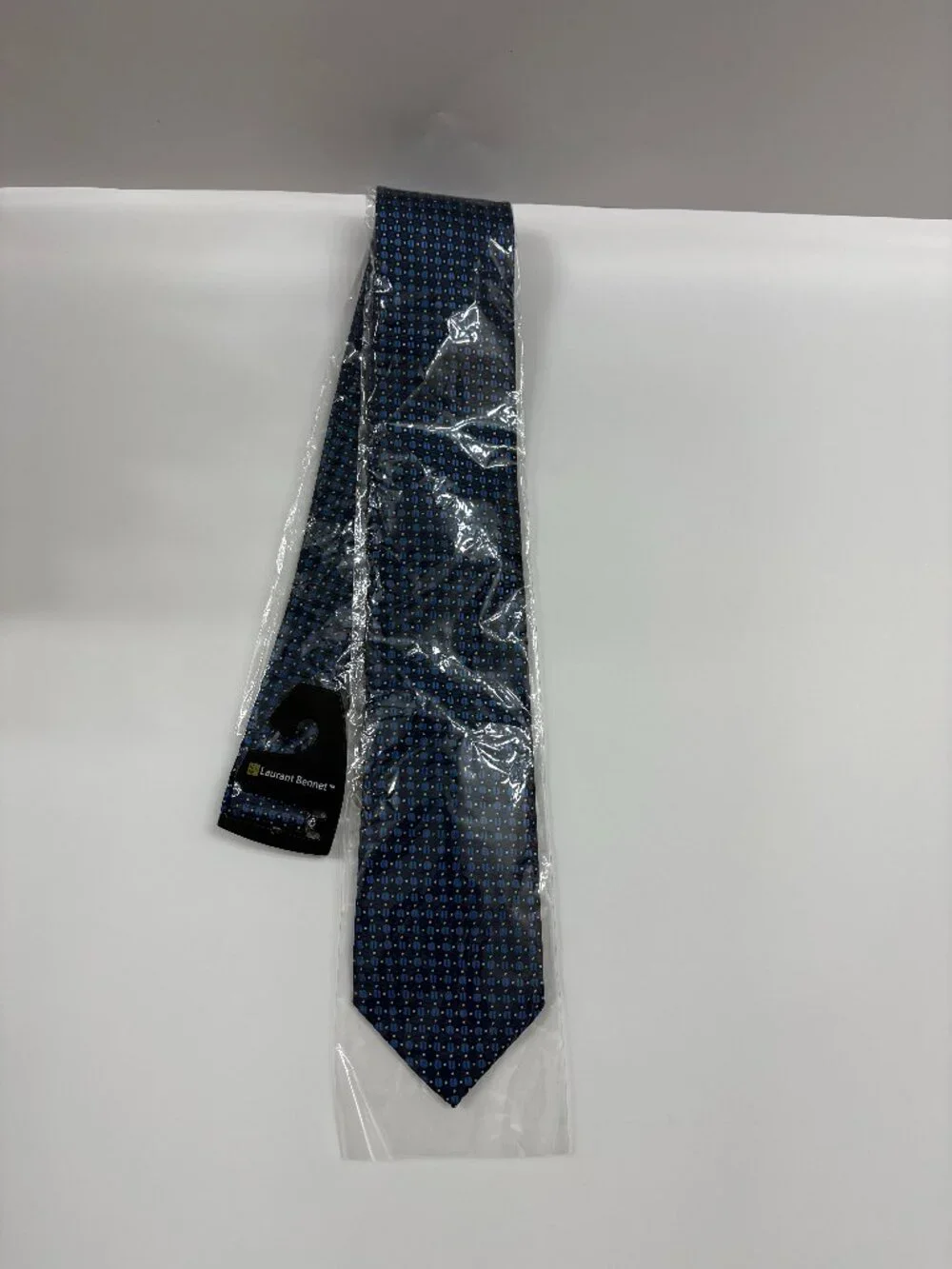 Neck Tie - Men's- Navy Blue W/ Light Blue Geometric Design - NWT